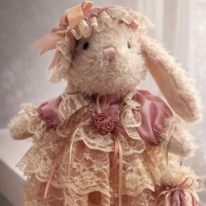 Pink and Cream Lace Bunny Doll